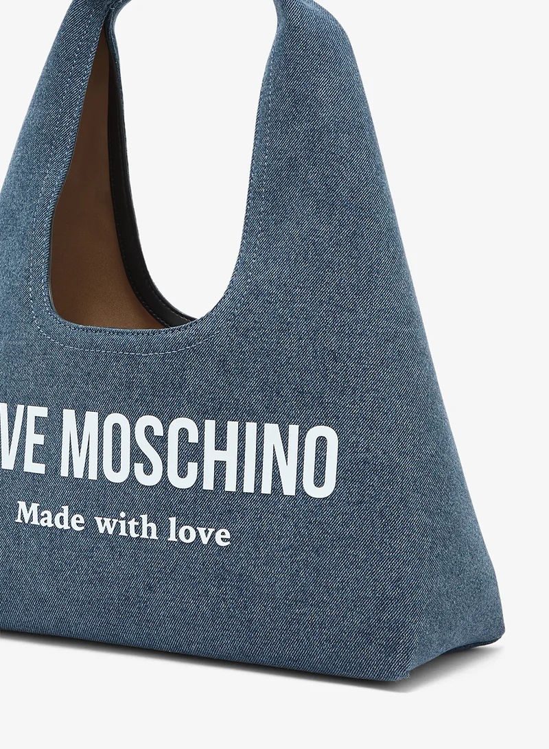 Love Moschino  Signature Love Denim Shopper Tote for Women | Best Price UAE
